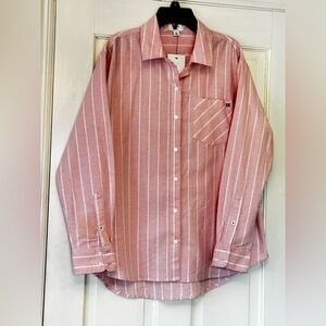 crown & ivy Pink and White Striped Collared Button-Down